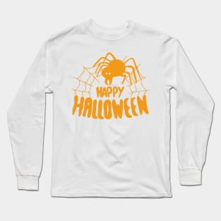 Happy Halloween Spider web orange Long Sleeve T-Shirt